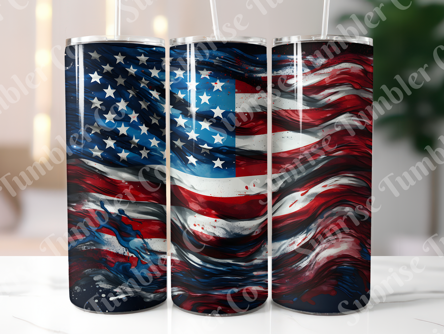 American Flag Art Variety - 20oz and 30oz Tumblers (Glow In The Dark Green And Blue Available)