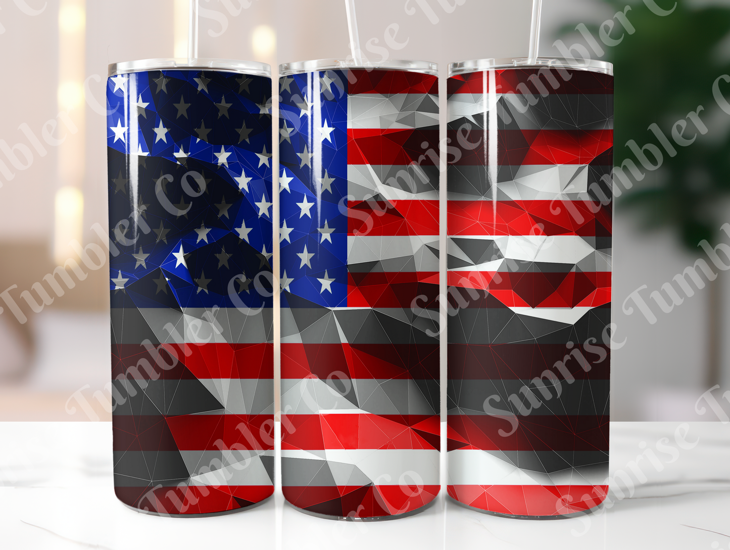 American Flag Art Variety - 20oz and 30oz Tumblers (Glow In The Dark Green And Blue Available)
