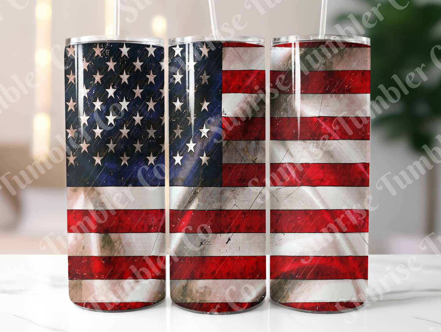 American Flag Art Variety - 20oz and 30oz Tumblers (Glow In The Dark Green And Blue Available)