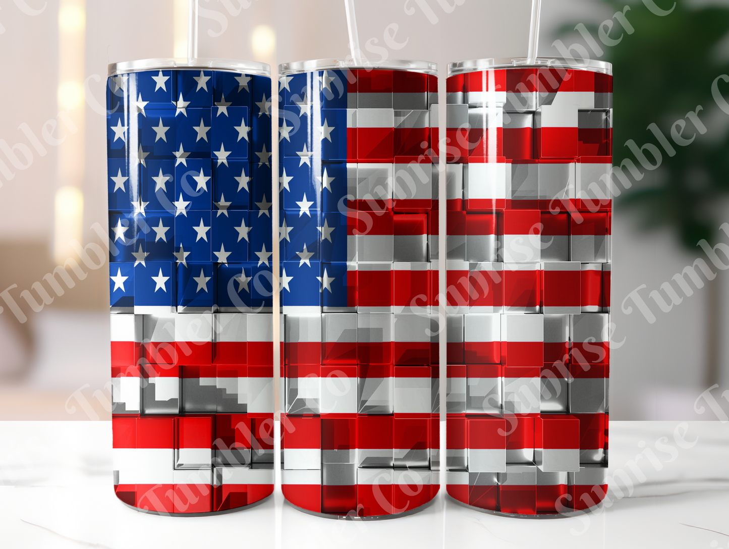 American Flag Art Variety - 20oz and 30oz Tumblers (Glow In The Dark Green And Blue Available)