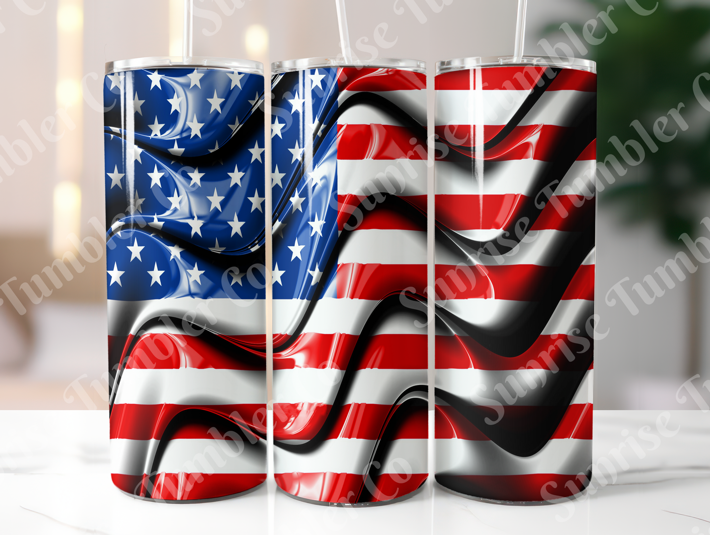 American Flag Art Variety - 20oz and 30oz Tumblers (Glow In The Dark Green And Blue Available)