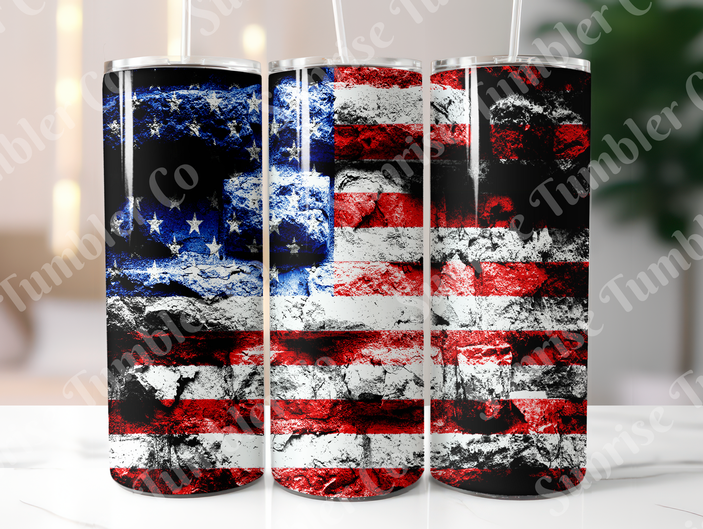 American Flag Art Variety - 20oz and 30oz Tumblers (Glow In The Dark Green And Blue Available)