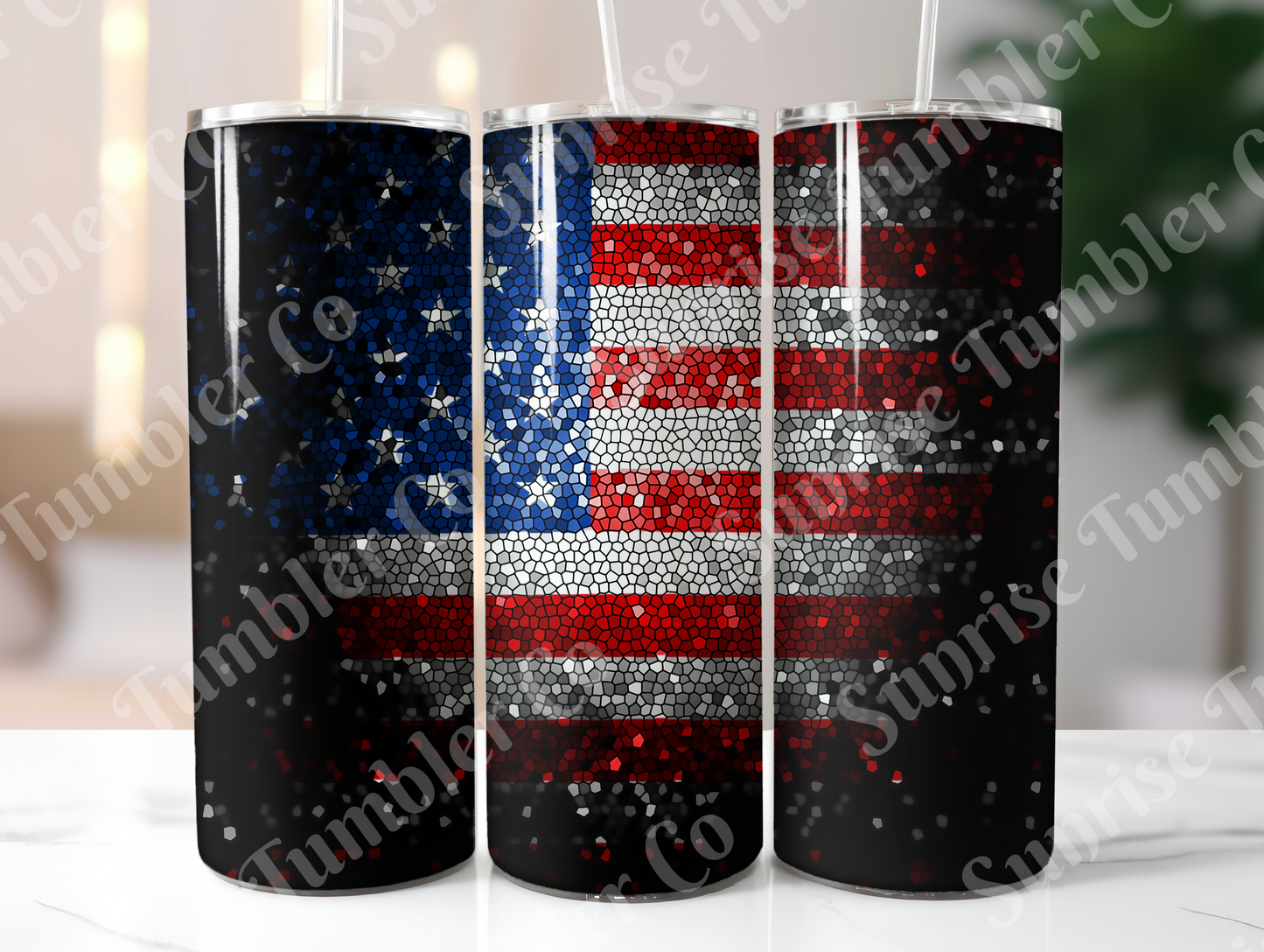 American Flag Art Variety - 20oz and 30oz Tumblers (Glow In The Dark Green And Blue Available)