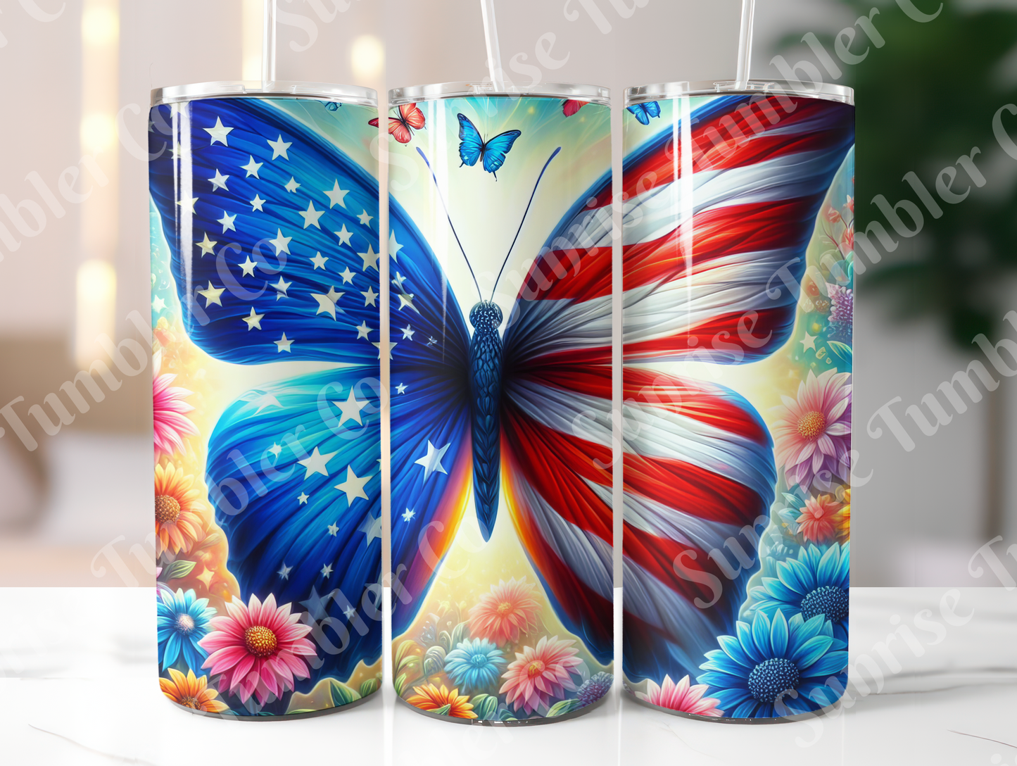 American Flag Art Variety - 20oz and 30oz Tumblers (Glow In The Dark Green And Blue Available)