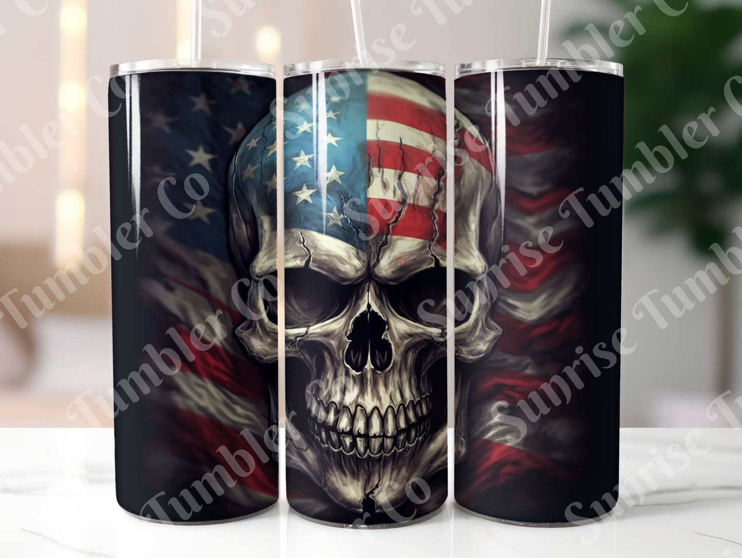 American Flag Art Variety - 20oz and 30oz Tumblers (Glow In The Dark Green And Blue Available)