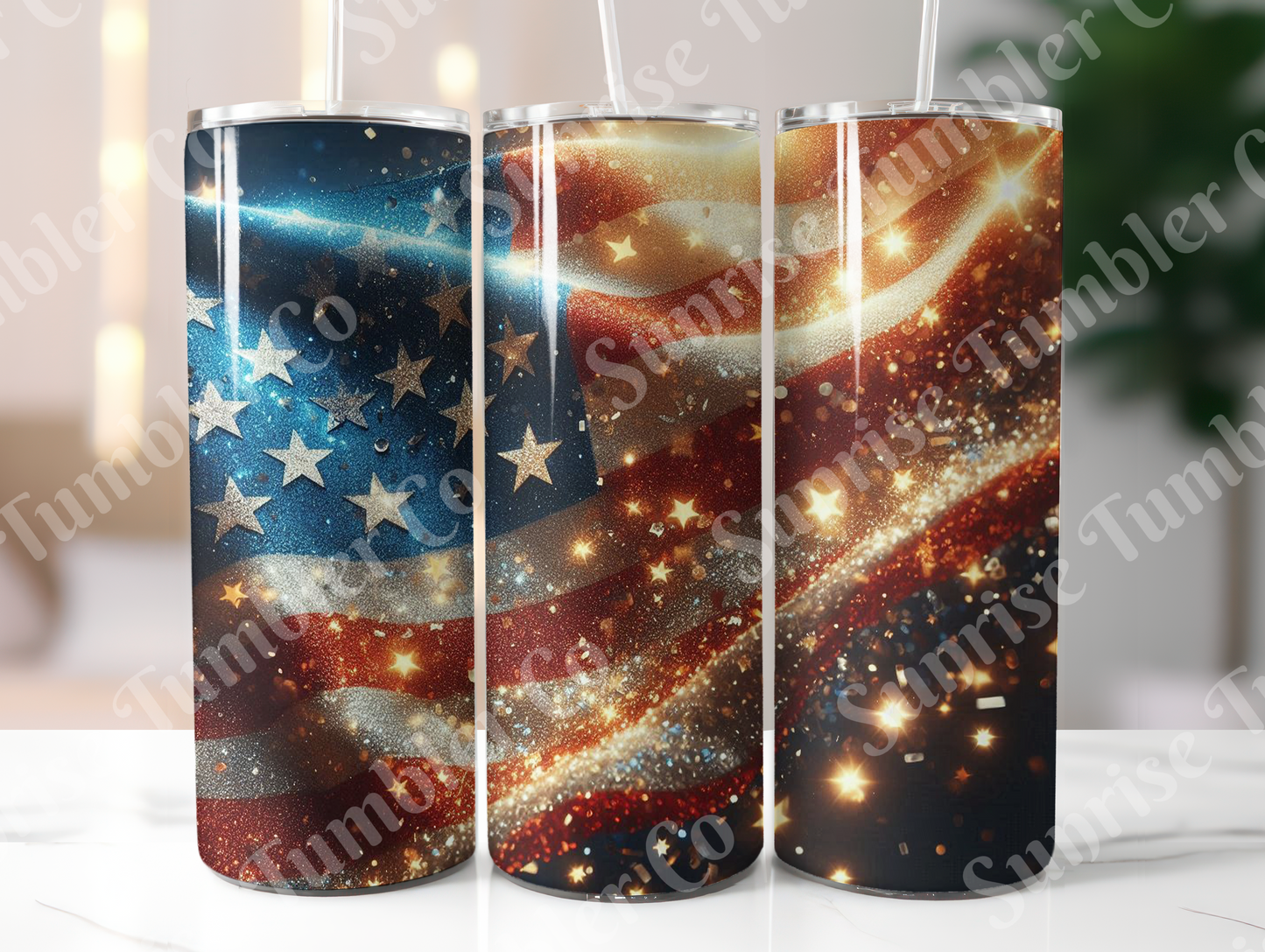 American Flag Art Variety - 20oz and 30oz Tumblers (Glow In The Dark Green And Blue Available)
