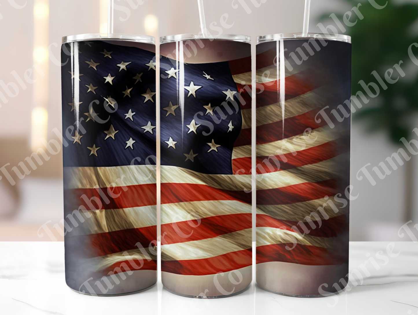 American Flag Art Variety - 20oz and 30oz Tumblers (Glow In The Dark Green And Blue Available)