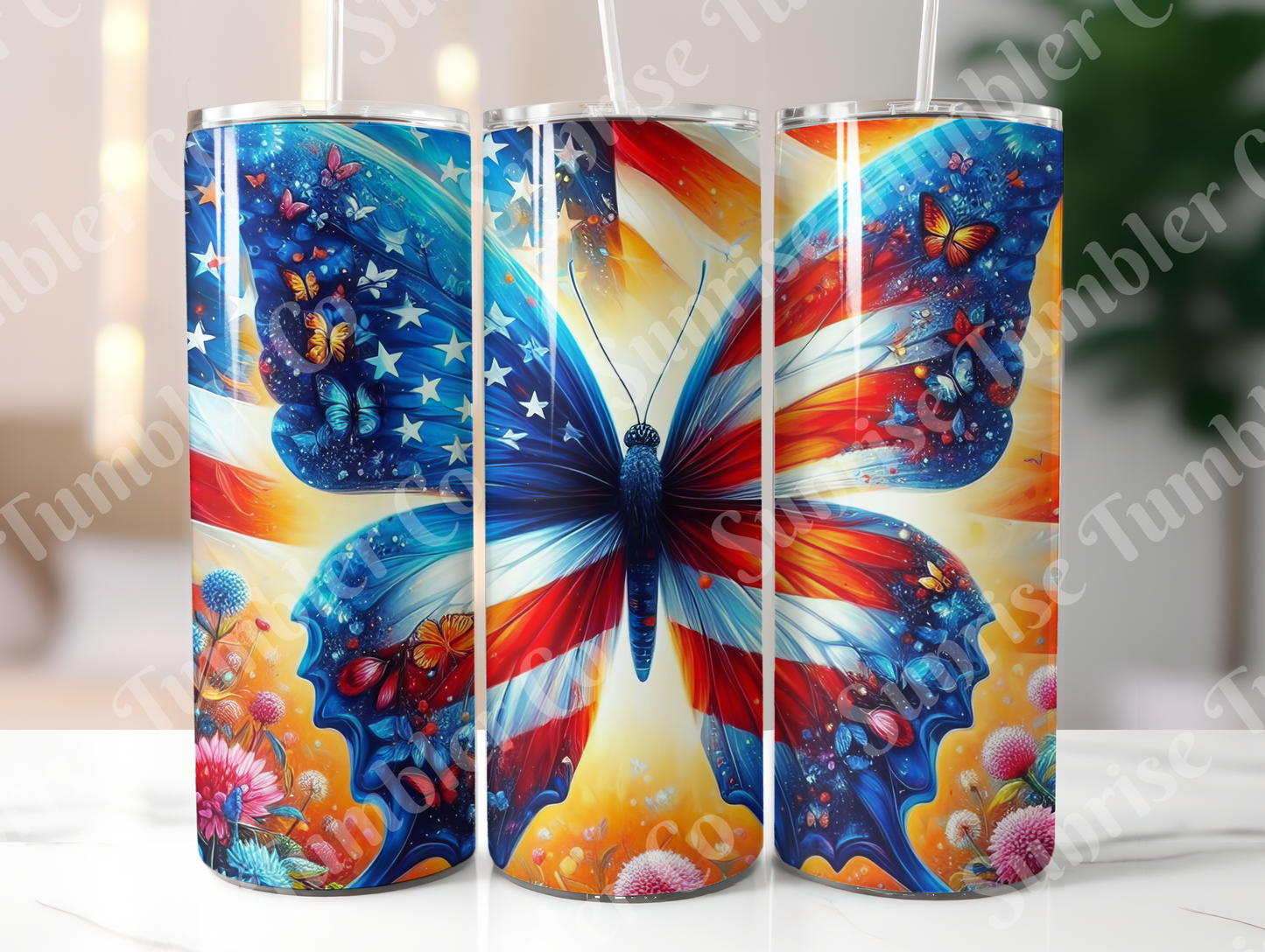 American Flag Art Variety - 20oz and 30oz Tumblers (Glow In The Dark Green And Blue Available)