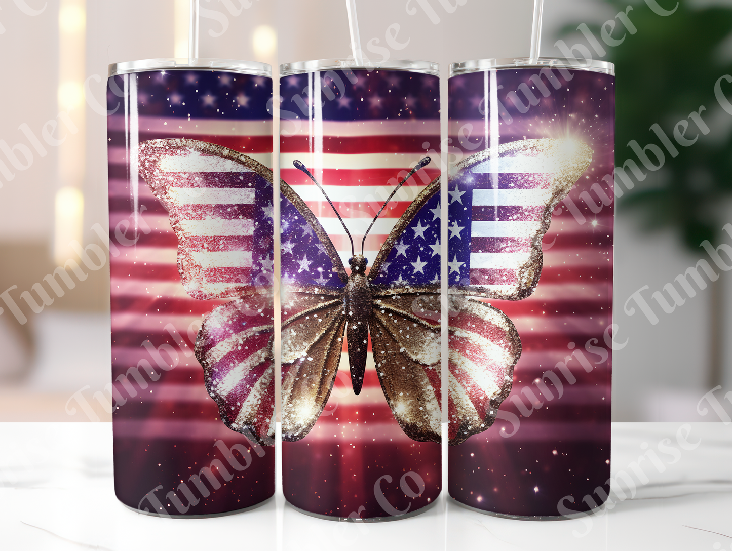American Flag Art Variety - 20oz and 30oz Tumblers (Glow In The Dark Green And Blue Available)