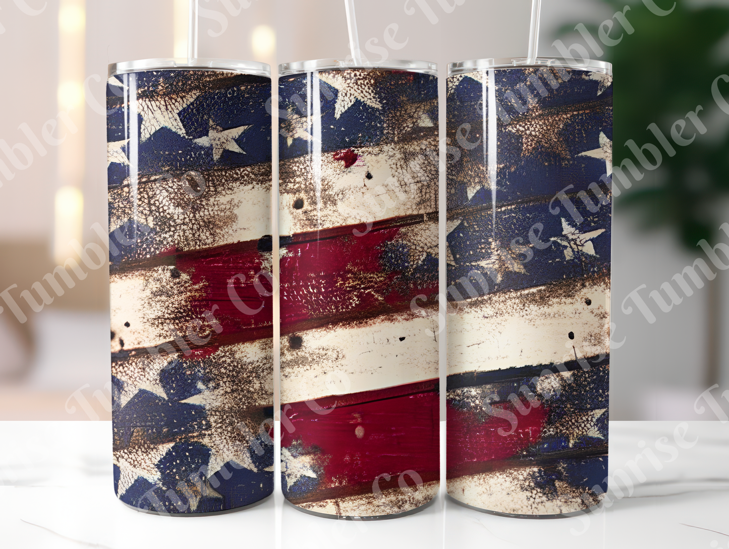 American Flag Art Variety - 20oz and 30oz Tumblers (Glow In The Dark Green And Blue Available)