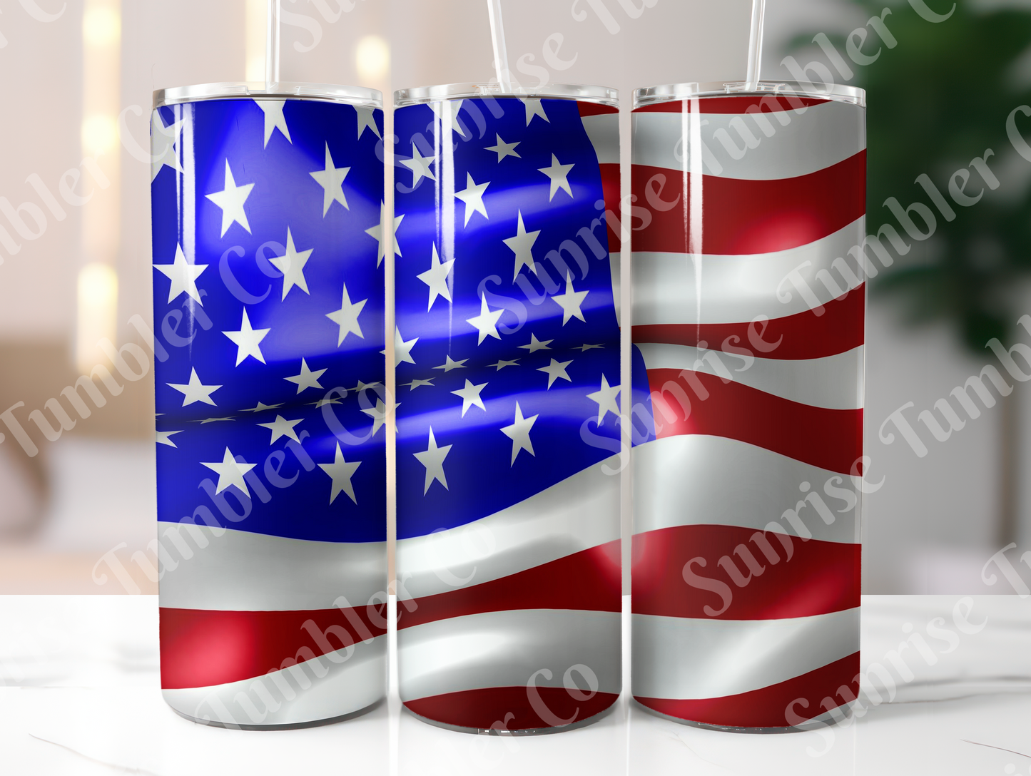 American Flag Art Variety - 20oz and 30oz Tumblers (Glow In The Dark Green And Blue Available)