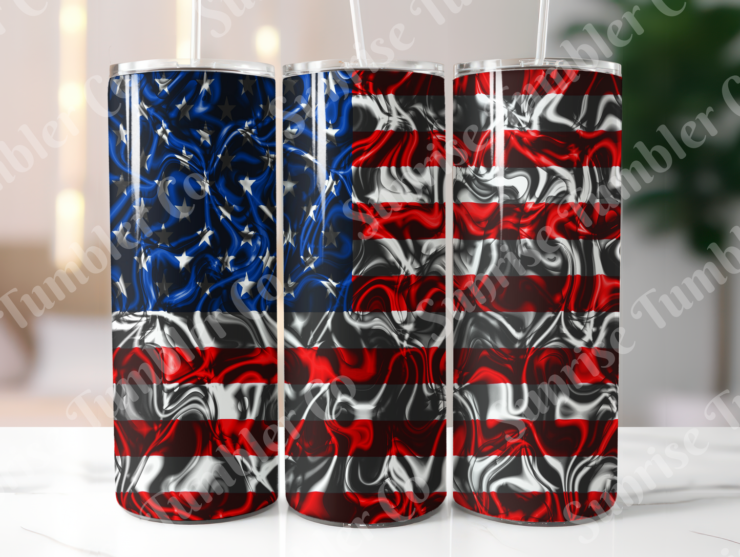 American Flag Art Variety - 20oz and 30oz Tumblers (Glow In The Dark Green And Blue Available)
