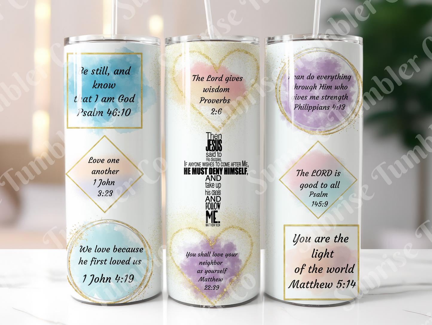 Bible Verses Variety Part 1 - 20 oz or 30 oz Tumbler (Glow In The Dark Option Available)