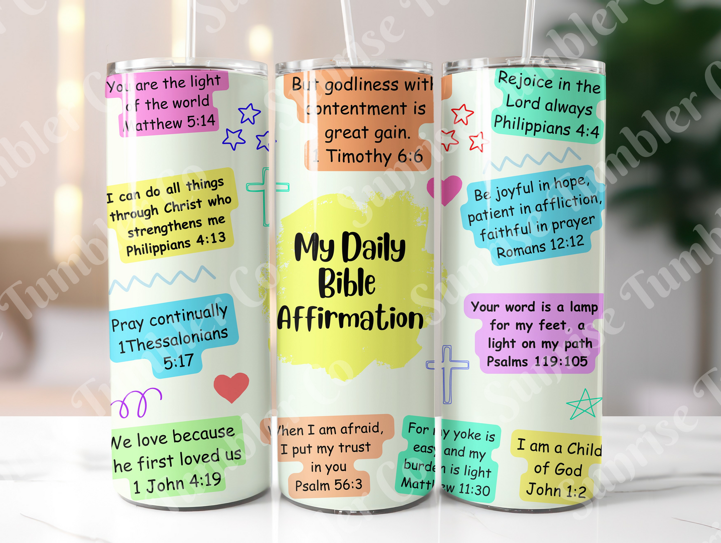 Bible Verses Variety Part 1 - 20 oz or 30 oz Tumbler (Glow In The Dark Option Available)