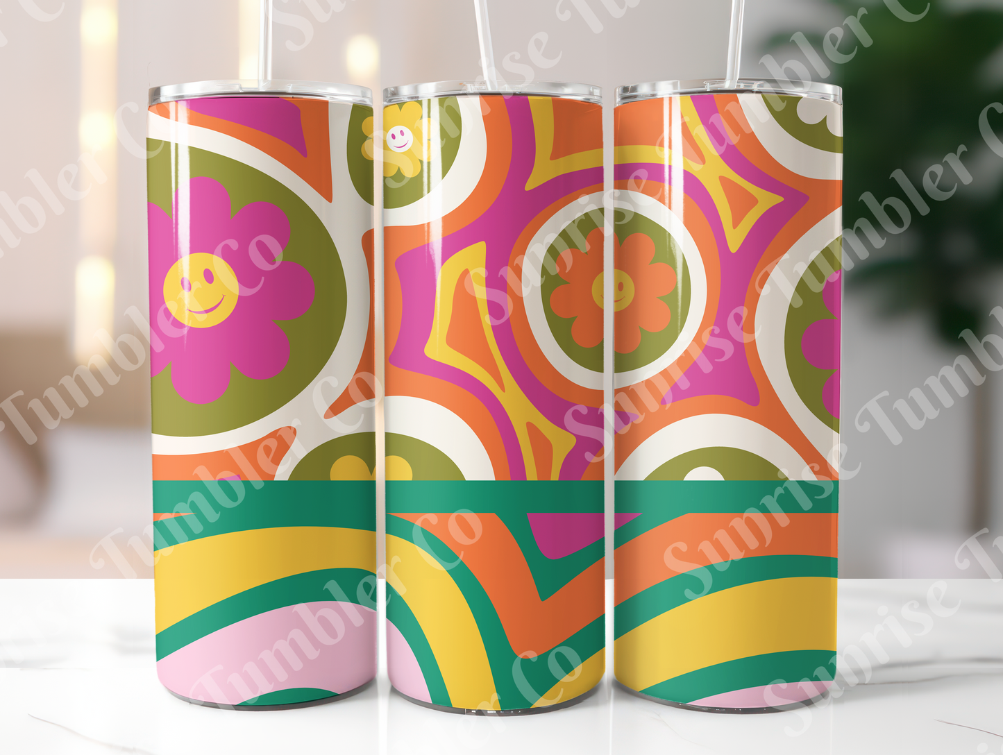 Hippie & Retro Art Variety Part 1 - 20oz and 30oz Tumblers (Glow In The Dark Green And Blue Available)