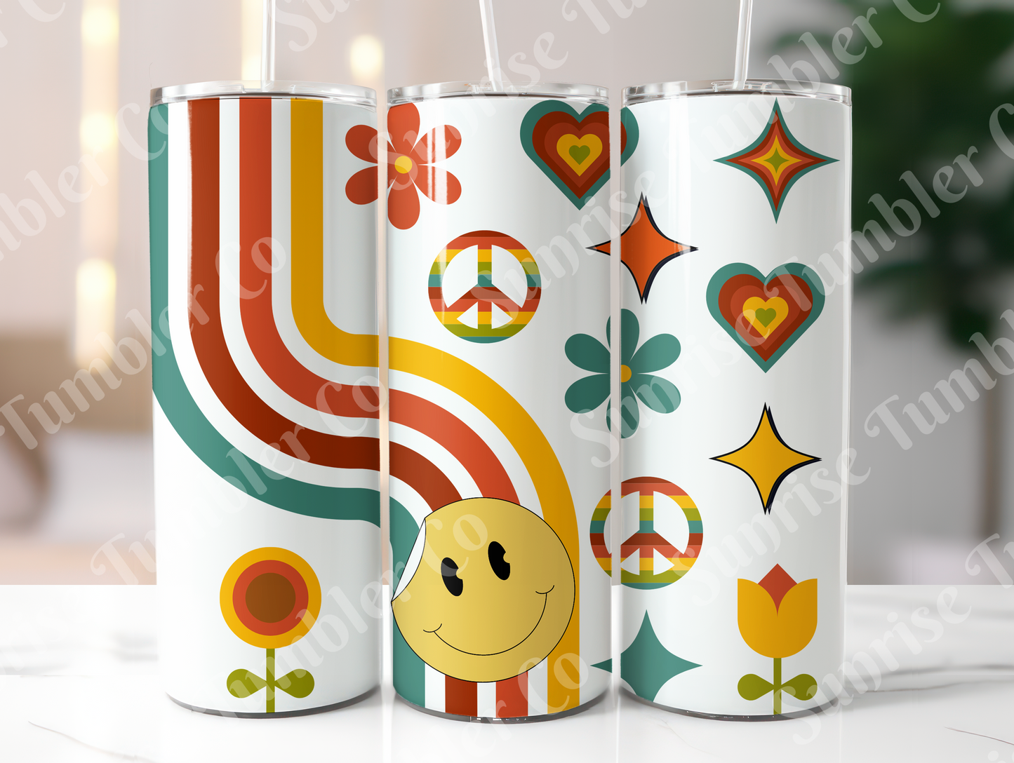 Hippie & Retro Art Variety Part 1 - 20oz and 30oz Tumblers (Glow In The Dark Green And Blue Available)