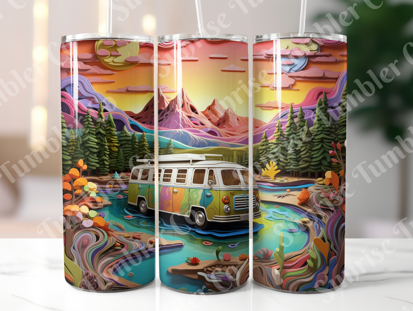 Hippie & Retro Art Variety Part 2 - 20oz and 30oz Tumblers (Glow In The Dark Green And Blue Available)