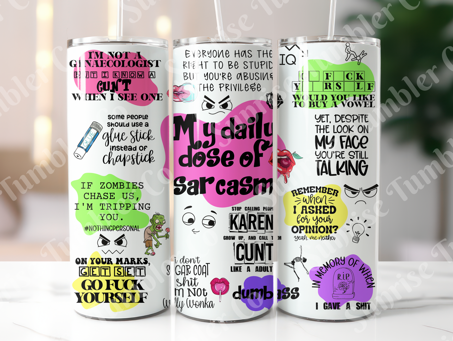 Mature & Adult Sayings Variety Part 4 - 20oz and 30oz Tumblers (Glow In The Dark Green And Blue Available)