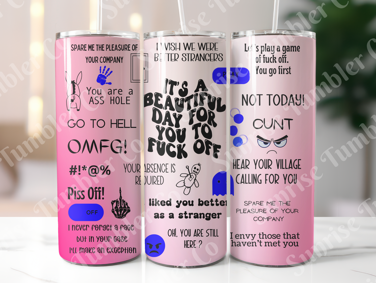 Mature & Adult Sayings Variety Part 1 - 20oz and 30oz Tumblers (Glow In The Dark Green And Blue Available)