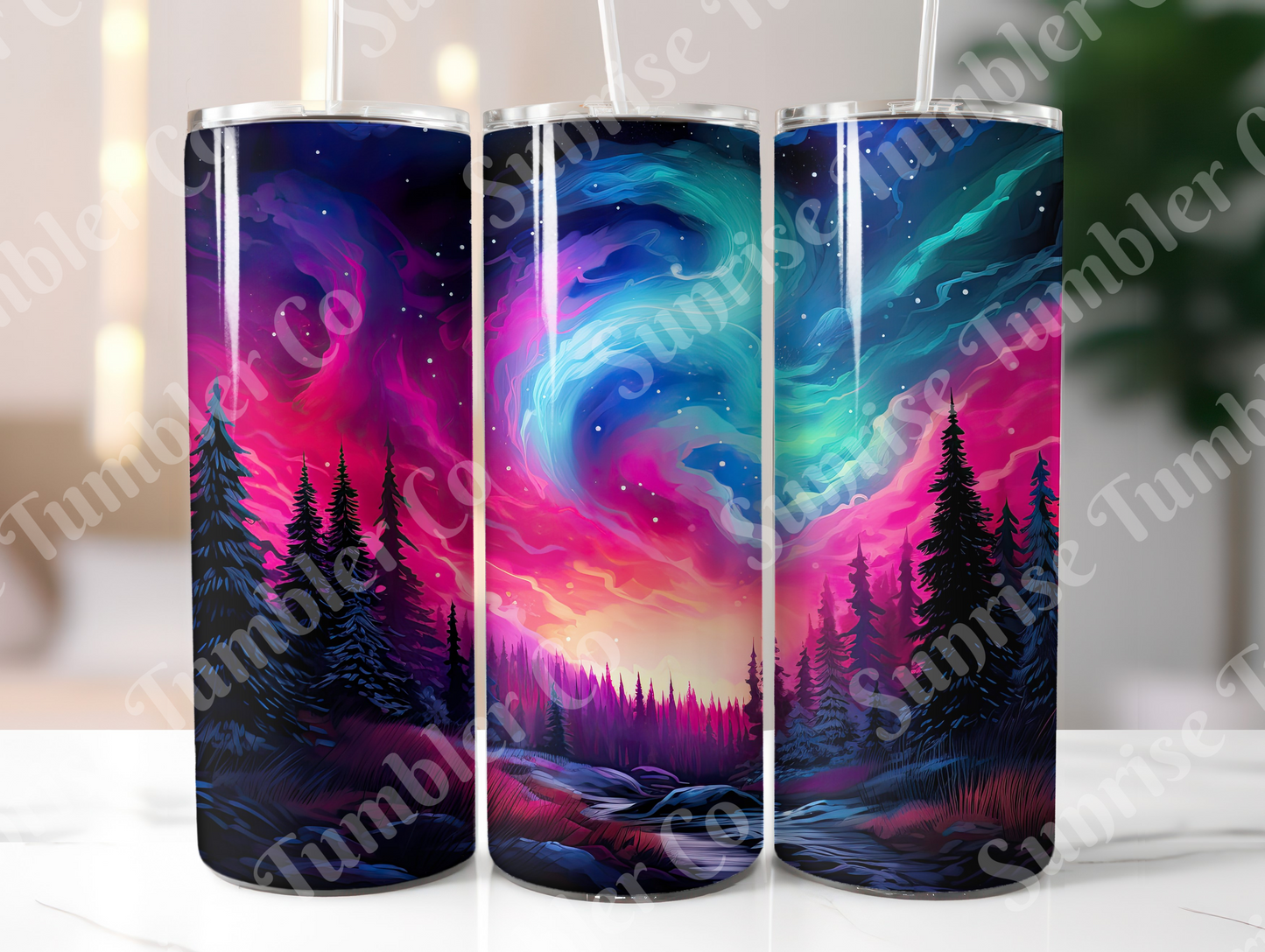 Galaxy and Northern Lights Variety - 20 oz and 30 oz Tumblers (Glow In The Dark Option Available)