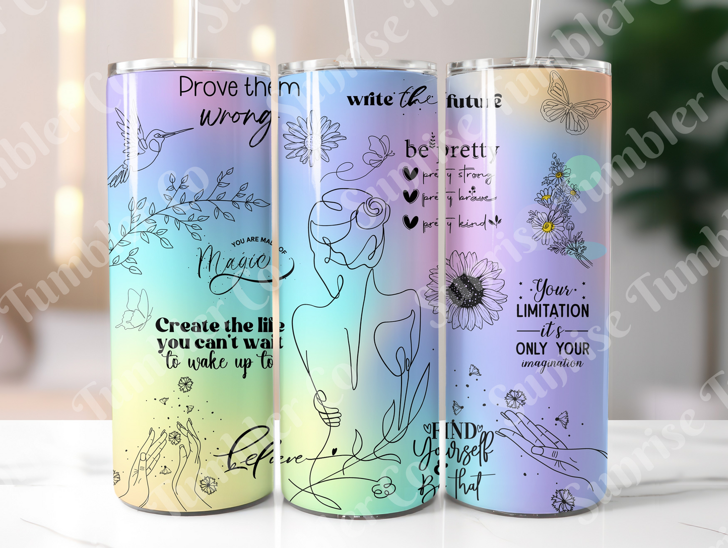 Positive and Inspirational Variety Part 4 - 20 oz and 30 oz Tumblers 9glow In The Dark Option Available)
