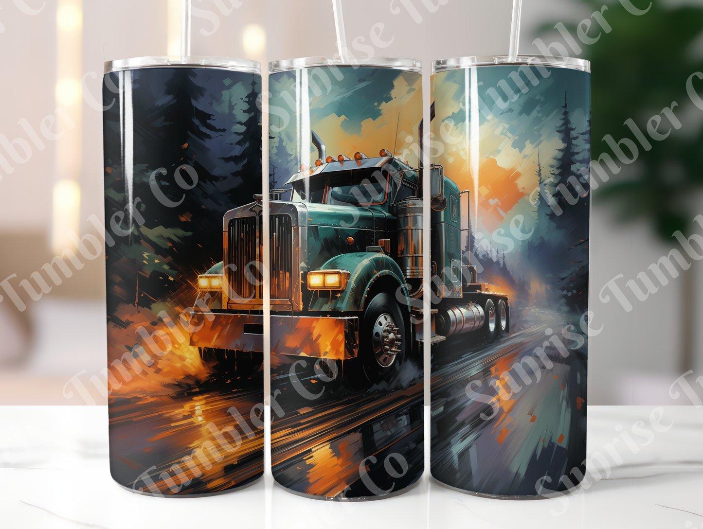 Semi-Truck Variety - 20oz and 30oz Tumblers (Glow In The Dark Green And Blue Available)