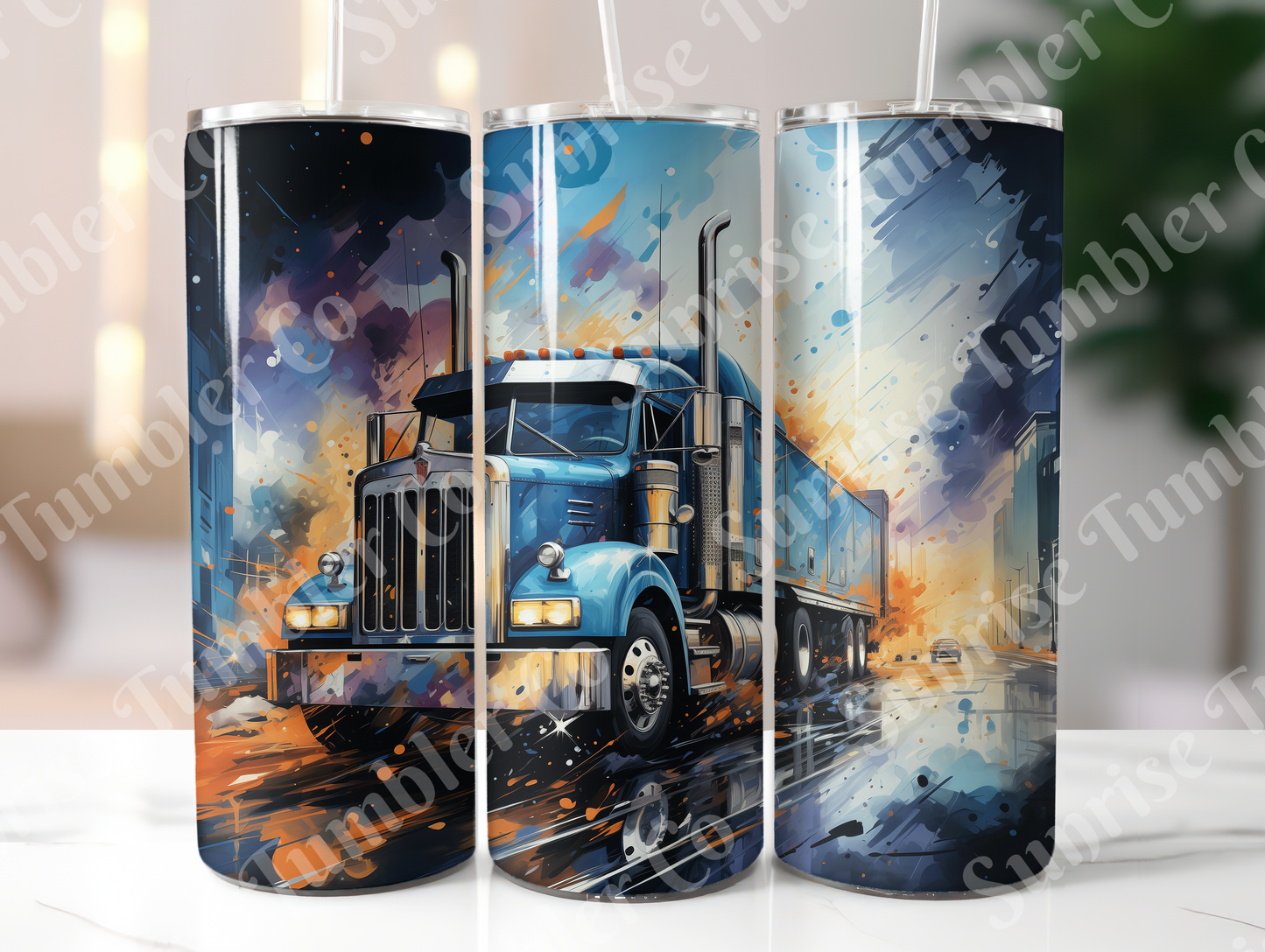 Semi-Truck Variety - 20oz and 30oz Tumblers (Glow In The Dark Green And Blue Available)