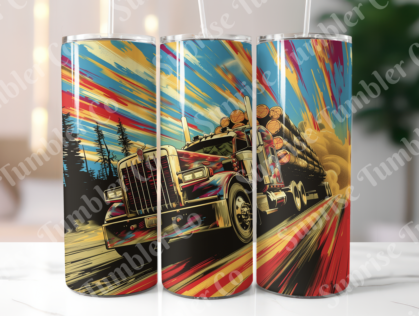 Semi-Truck Variety - 20oz and 30oz Tumblers (Glow In The Dark Green And Blue Available)