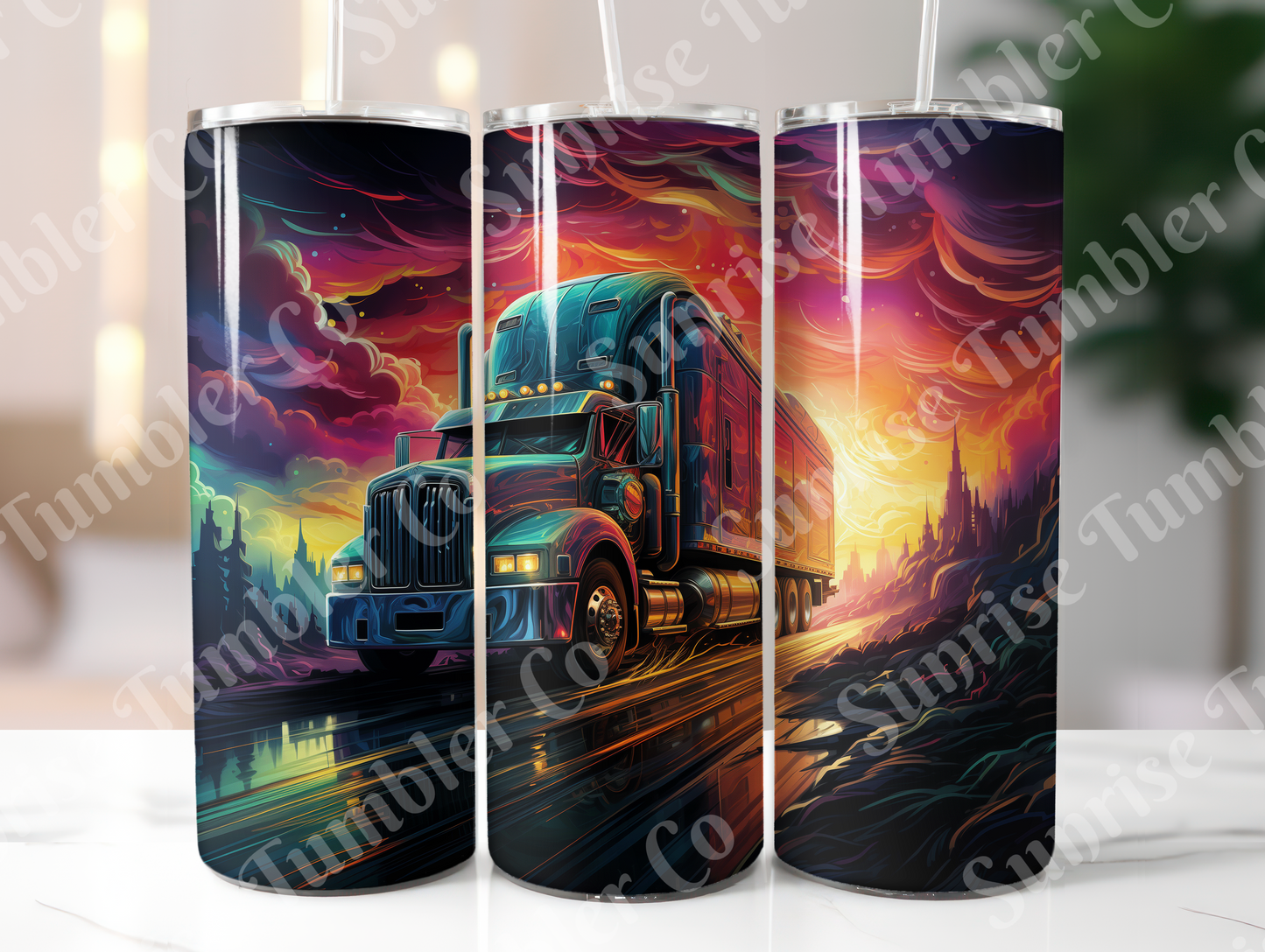 Semi-Truck Variety - 20oz and 30oz Tumblers (Glow In The Dark Green And Blue Available)