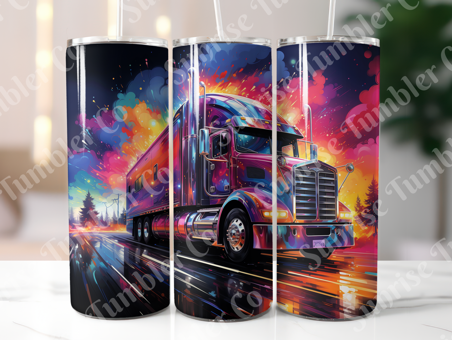 Semi-Truck Variety - 20oz and 30oz Tumblers (Glow In The Dark Green And Blue Available)