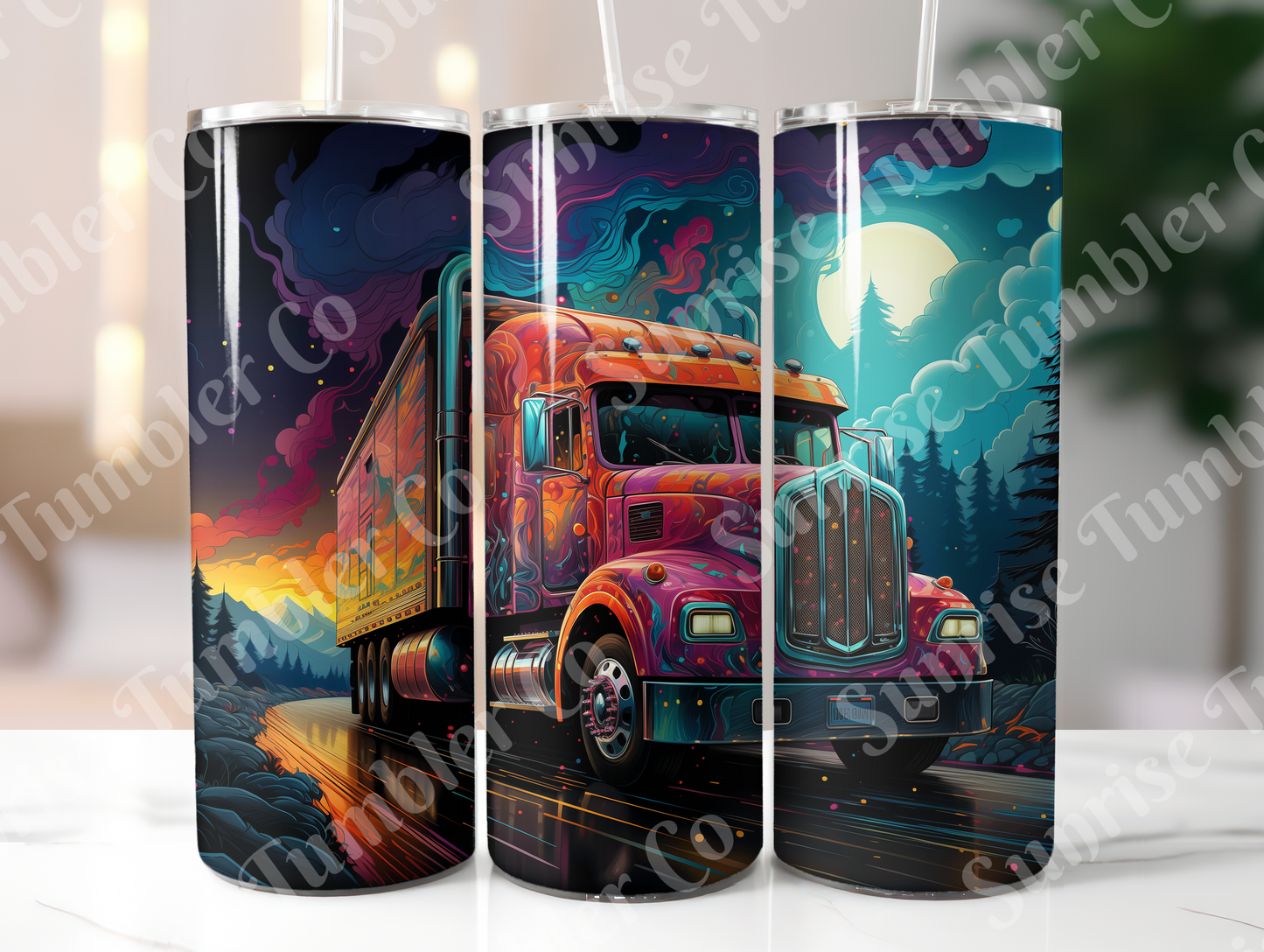 Semi-Truck Variety - 20oz and 30oz Tumblers (Glow In The Dark Green And Blue Available)