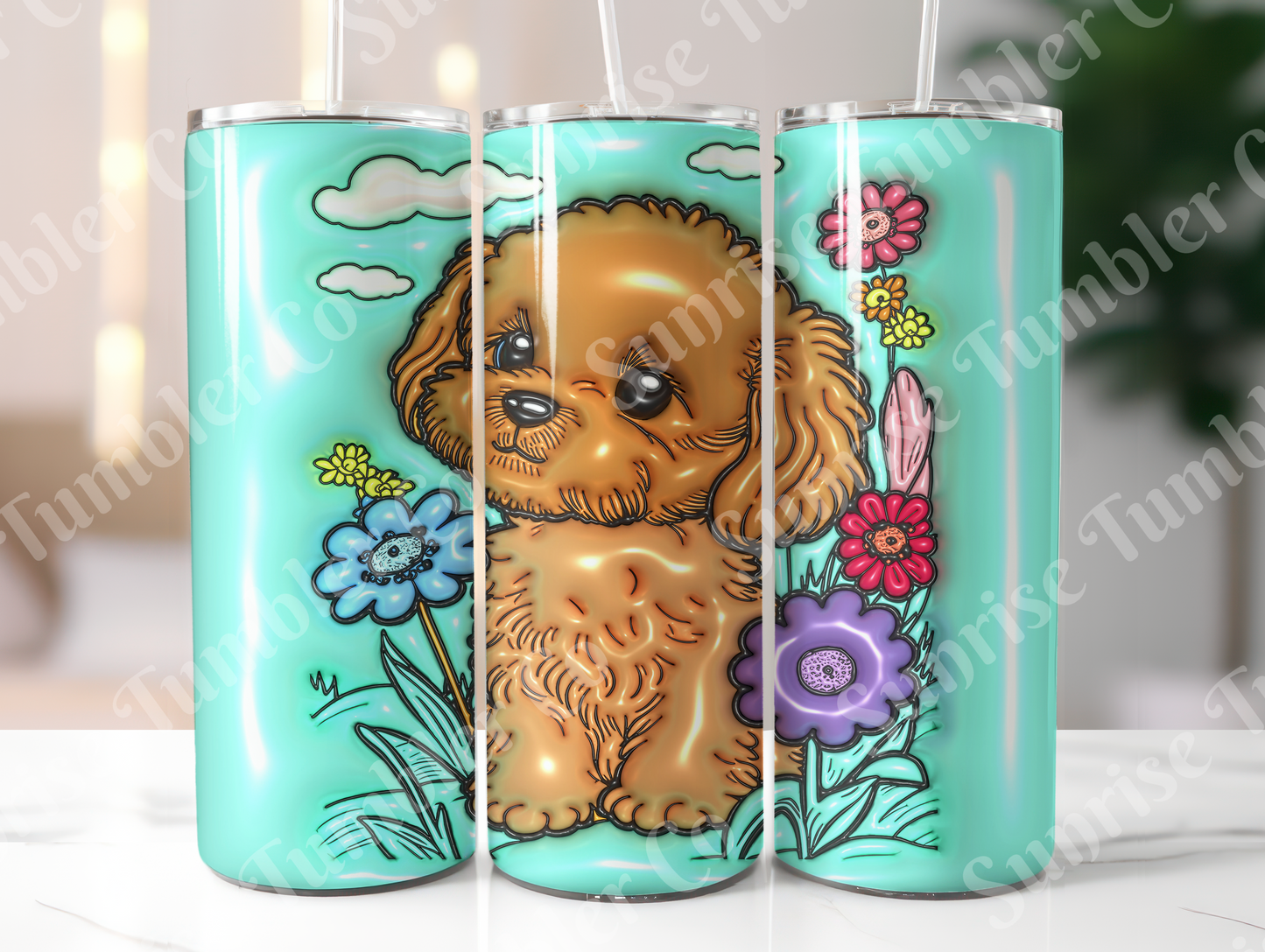 Summer Puppy Variety - 20oz and 30oz Tumblers (Glow In The Dark Green And Blue Available)