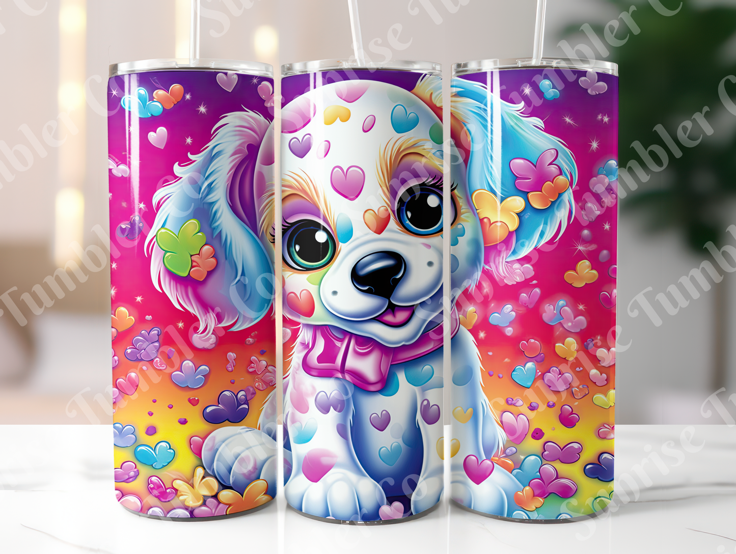 Summer Puppy Variety - 20oz and 30oz Tumblers (Glow In The Dark Green And Blue Available)