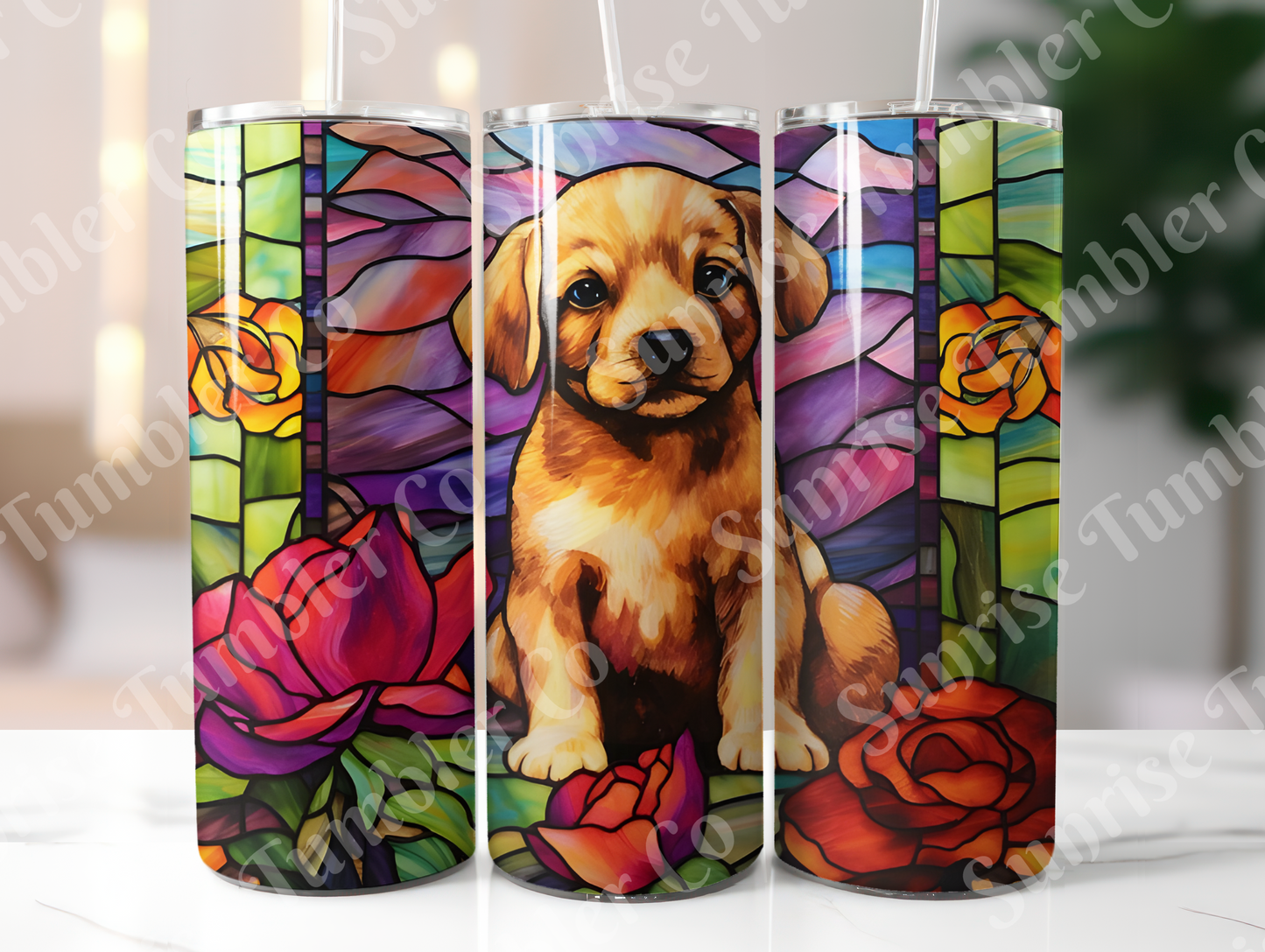 Summer Puppy Variety - 20oz and 30oz Tumblers (Glow In The Dark Green And Blue Available)