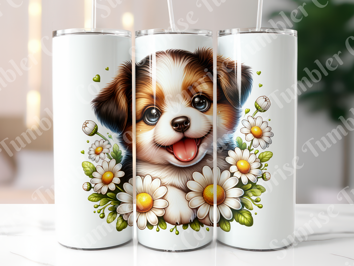 Summer Puppy Variety - 20oz and 30oz Tumblers (Glow In The Dark Green And Blue Available)