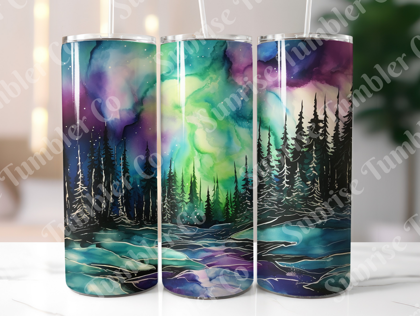 Galaxy and Northern Lights Variety - 20 oz and 30 oz Tumblers (Glow In The Dark Option Available)