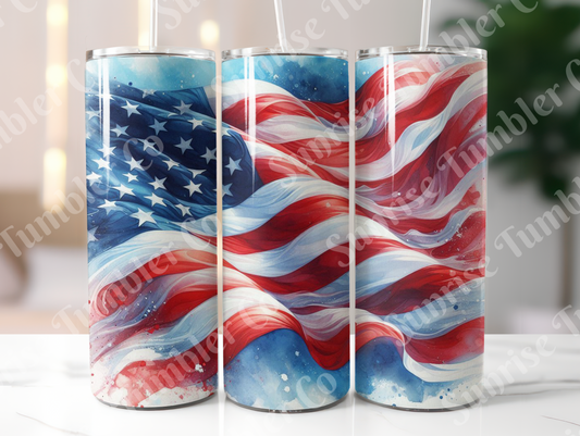 American Flag Art Variety - 20oz and 30oz Tumblers (Glow In The Dark Green And Blue Available)