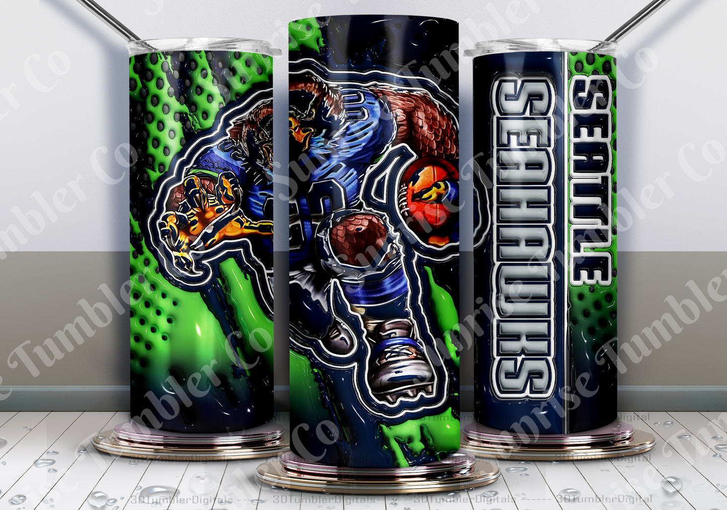 Football Variety Part 1 - 20oz and 30oz Tumblers (Glow In The Dark Green And Blue Available)